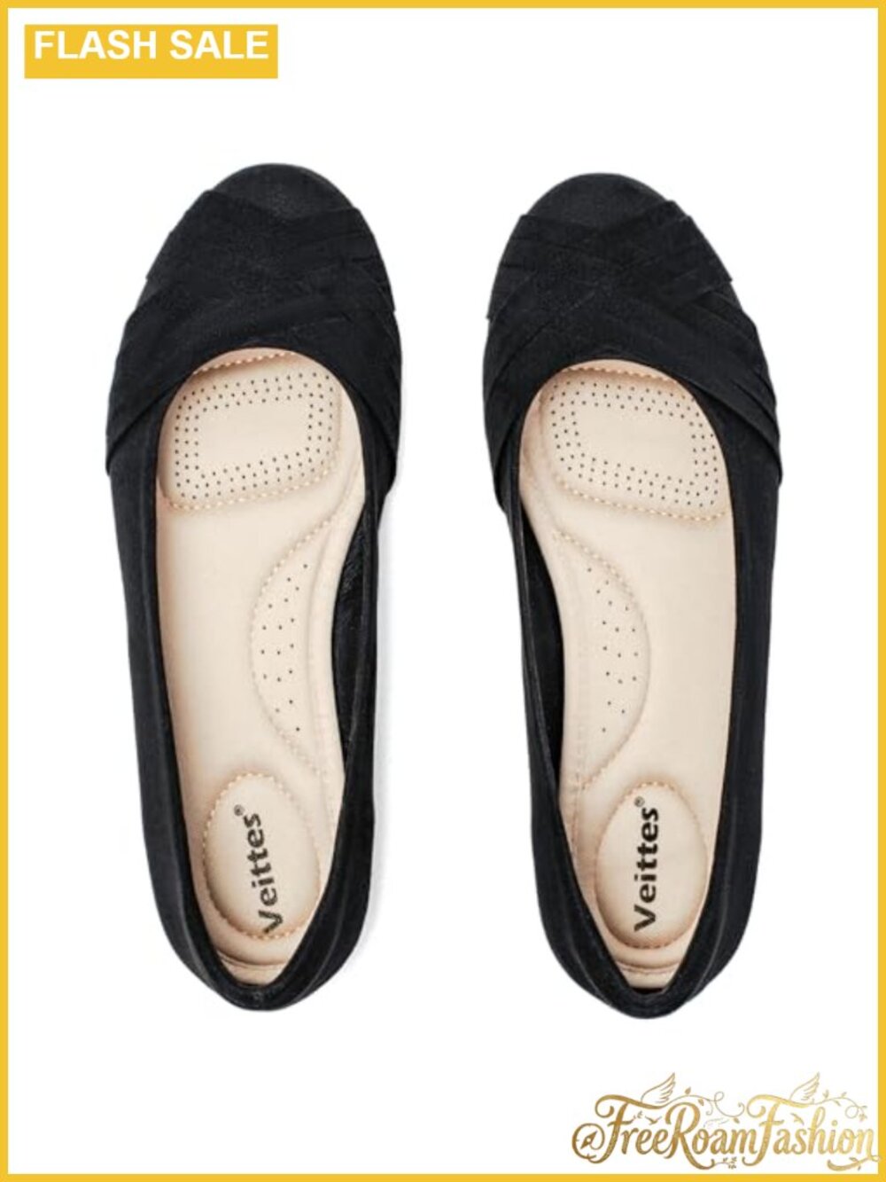 Women's Wide Width Round Toe Ballet Flats Slip On Comfortable Office Dress Shoes